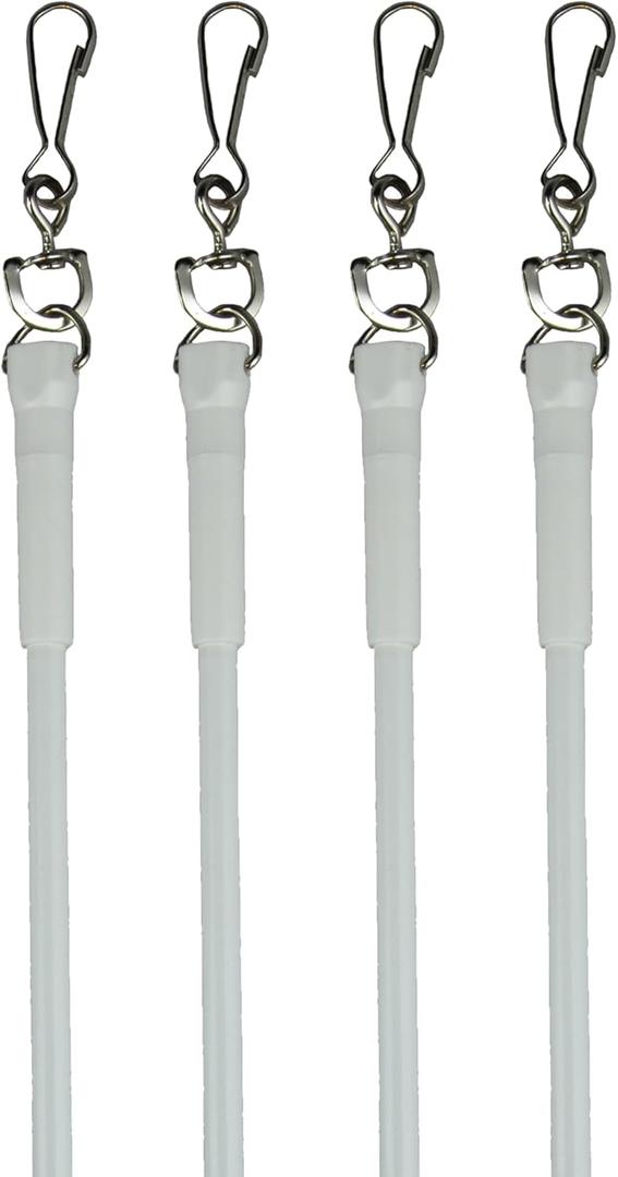 Generic Metal Drapery Curtain Wand Pull Rod w/Swivel Snap & Handle White (4 Pack - 30")