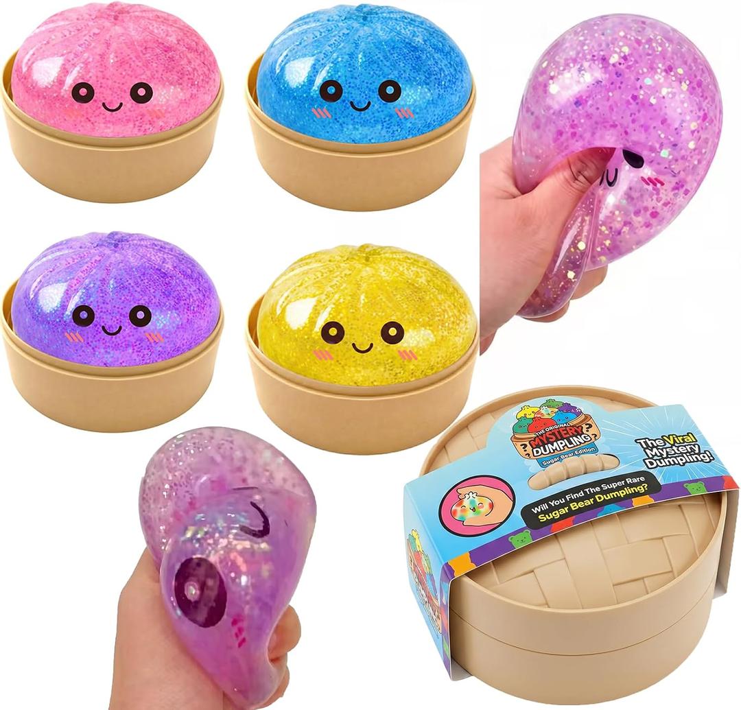 Glitter Dumpling Squishy,Dumpling Squishy Mystery Box,Squeeze for Stress Relief (Aurora Random-1pc), 3.94" X 3.94" X 1.97"