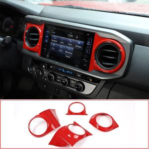 LLKUANG Dashboard Central Console Air Conditioning Vent Frame Cover Trim for Toyota Tacoma 2016-2020 (4pcs, Plastic, Rectangular, Sports, Outlet Frame)