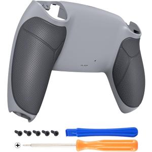 eXtremeRate New Hope Gray & Classic Gray Performance Rubberized Grip Custom Back Plate Bottom Shell Compatible with ps5 Controller, Replacement Back Shell Cover Compatible with ps5 Controller