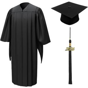CLERKMANS Unisex Deluxe Masters Graduation Gown, Cap & Tassel with Year Date Package (Black) 51