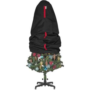 Upright Christmas Tree Storage Bag - Fits 9 Ft Artificial Xmas & Topiary Tree, Vertical Holiday Cover, Durable, Dustproof & Easy-Use Xmas Storage, Black