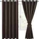 Hiasan Grommet Blackout Curtains for Bedroom, 60 x 72 Inches - Thermal Insulated & Light Blocking Window Drapes for Living Room/Dorm Room, Set of 2 Panels Sewn with Tiebacks, Brown