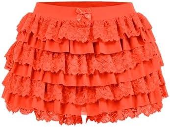 Women's Y2K Lace Ruffer Shorts Sexy Boyshorts Layered Pumpkin Skirt Cute Sweet Pettipants S