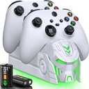 Charging Station Compatible with Xbox One Controller w 2X 5520mWh Batteries,Fast Charging Rechargeable Battery Pack USB Charging Dock Compatible with Xbox Series S/X/One S/X-White
