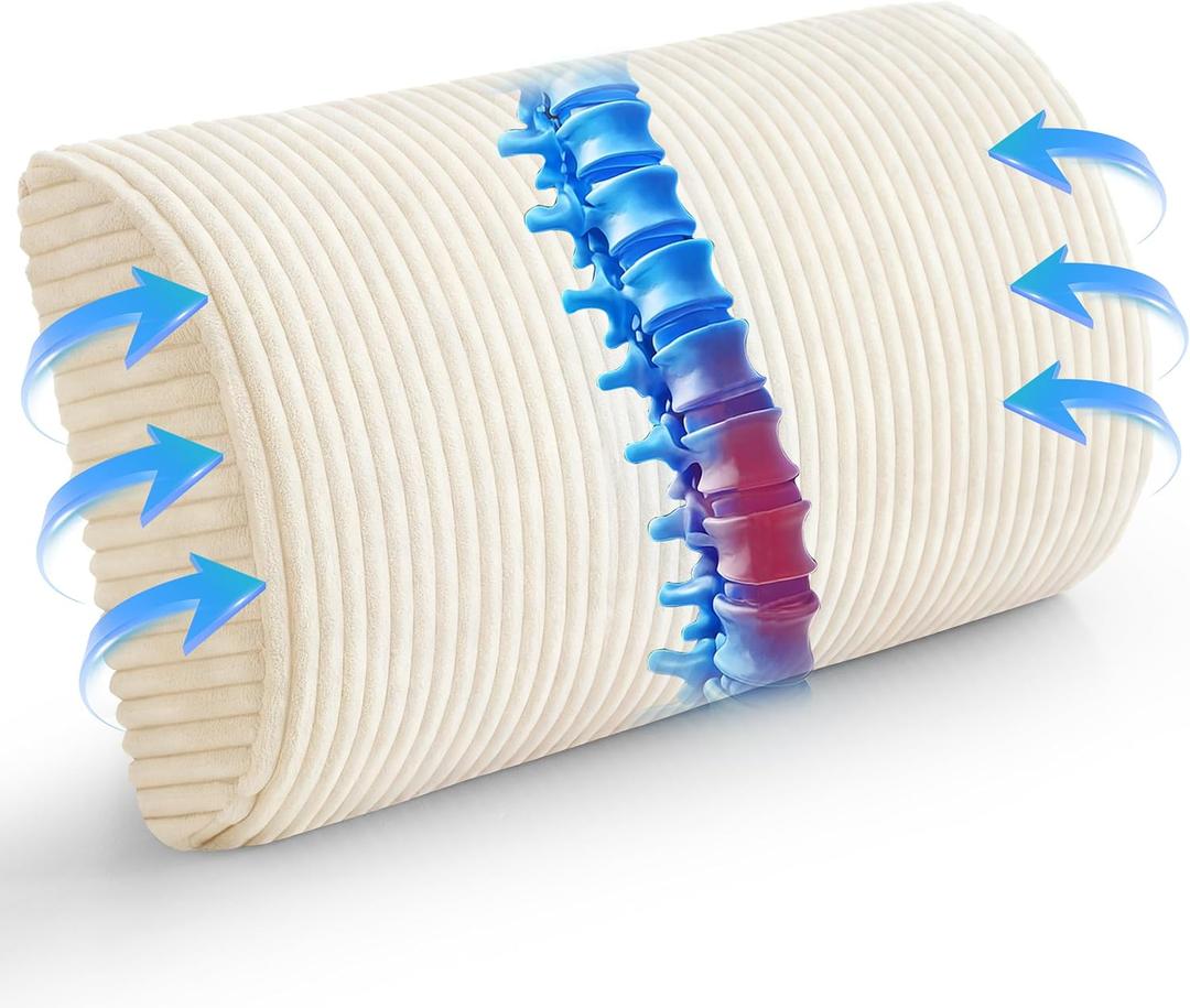 HIGOGOGO Lumbar Support Pillow for Recliner Chair/Accent Chair/Couch, Memory Foam Back Support Cushion for Elderly, Recliner Cushions for Back Rest, Pain Relief, Reading, Washable Cover, Beige (Large)