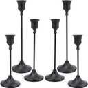 Black Candle Holders Set of 6, Candle Stick Candle Holder Black, Matte Black Taper Candle Holders for Home Decor, Wedding, Dinning, Party