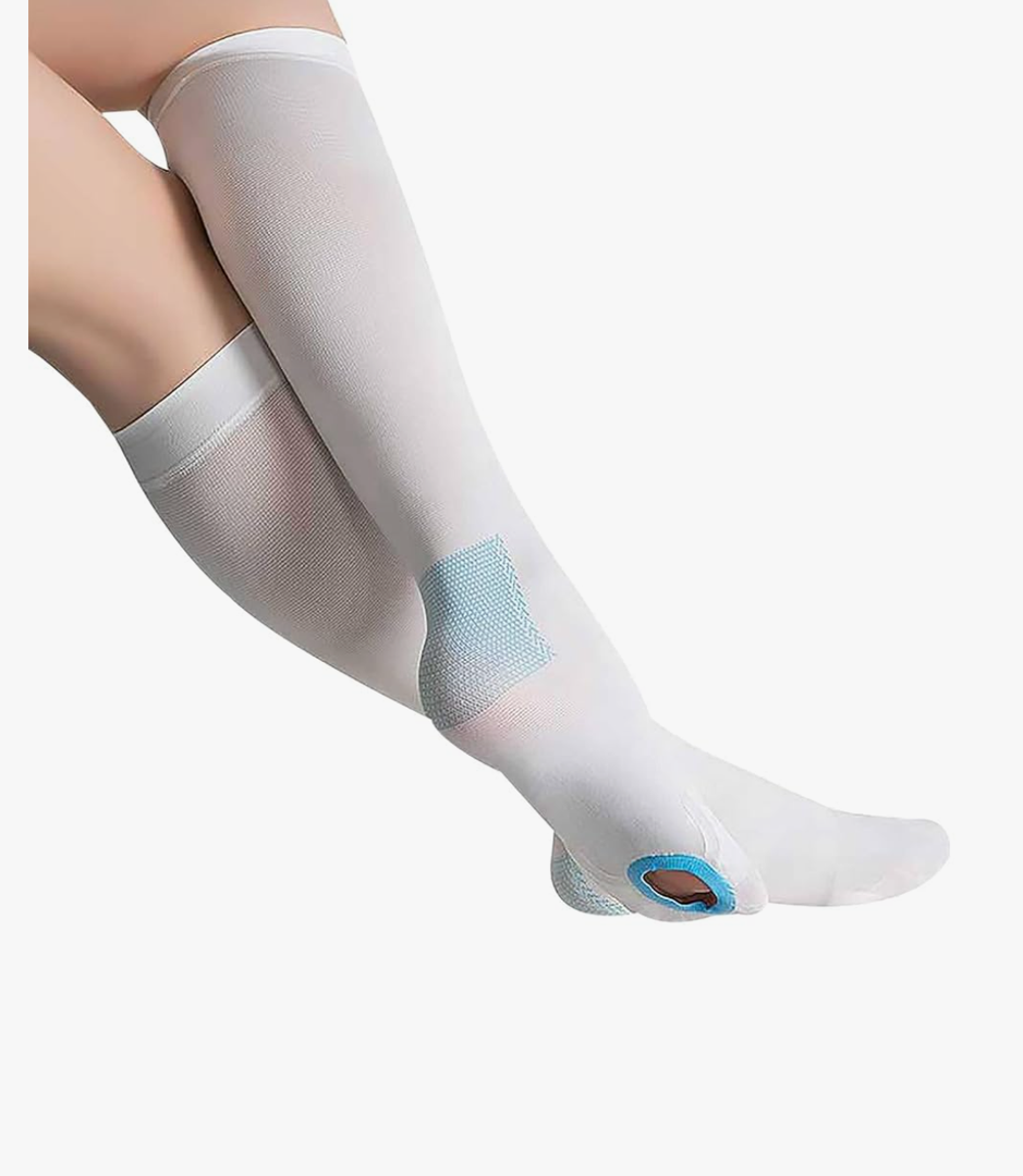 TED Hose Compression Stockings for Women & Men,Anti Embolism Knee-High Compression Socks with Inspection Hole,15-20mmHg Medical Compression Hose,Unisex White