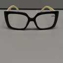 bullabulling Retro Square Blue Light Blocking Reading Glasses For Women Men Oversized Anti Anti Glare UV Eyewear (Black/White), +2.50