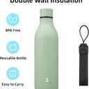 Insulated Water Bottle with Strap,25 oz Double Wall Stainless Steel Vacuum Bottles Metal Water Flask,Macaron Green