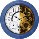 18-Inch Outdoor Wall Clock with Thermometer Hygrometer, LED Auto Light Sensor, Outdoor Clock Waterproof Large Display for Garden Patio Home Decor