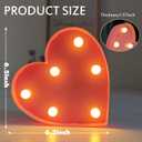 4 x Small Led Marquee Letters, Light Up Letters, 6.5 Inch Led Letter Lights, Battery Powered Lighted Sign for Table, Party, Birthday, Christmas Decor (Pink Glitter Heart)