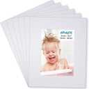 Egofine 8x10 White Picture Mats Pack of 6, Frame Mattes for 5x7 Pictures, Acid Free, 1.2mm Thickness, with Core Bevel Cut