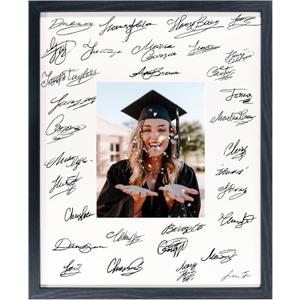 GraduatePro 16x20 Signature Picture Frame Board for 8x10 Photo with Signable Mat for Birthday Party Graduation Wedding Guest Book (Black)
