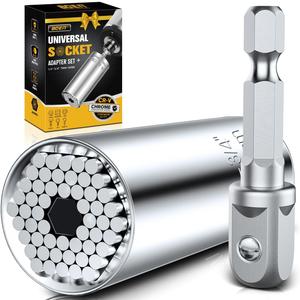 BOEN Super Universal Socket Tool Set Gifts for Men | Self-adjusting Fits (7mm-19mm) with Power Drill Adapter | Christmas Fathers Day Ideal Gift Stocking Stuffers for Dad, Husband, Handyman, Boyfriend