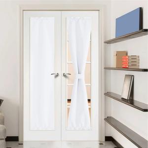 NICETOWN Sightlight French Door Curtains, Privacy Window Curtains Thermal Insulate Covering for Front Glass Kitchen Door, 12 inches x 72 inches, Pure White, 1 Panel