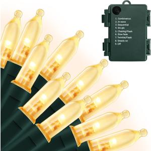 Battery Operated Christmas Lights, 33ft 100 LED Mini String Light with 8 Modes Auto-Timer, Waterproof Tree Lights for Outdoor Indoor Xmas Holiday Wreath Garden Decor, Warm White