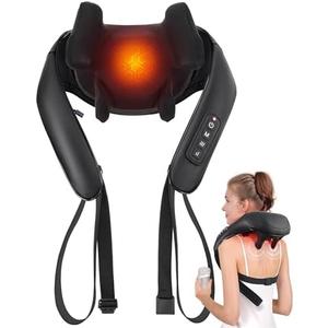 MASGRE Shiatsu Back and Neck Massager, Cordless Shoulder Massager with Heat, Electric Deep Tissue 3D Kneading Massage Pillow for Shoulder, Leg, Body Muscle Pain Relief, Gifts for Men Women