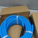 Fevone 50ft Air Hose for Compressor, 3/8" ID with 1/4 In MNPT Brass Fittings, 300 PSI, Hybrid Polymer Pneumatic Hose, Lightweight, Durable, Blue (AH1)
