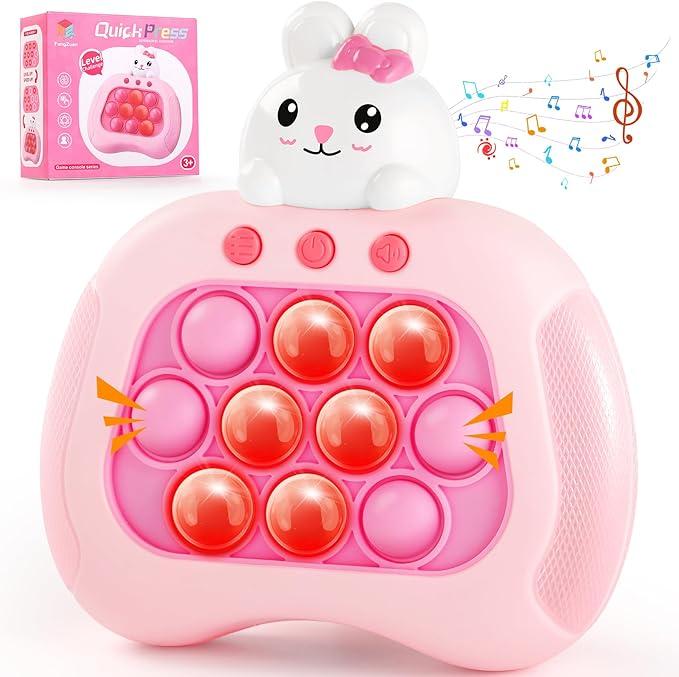 Easter Bunny Pop Game Light Up Fidget Toy for Kids Ages 3-12,Handheld Fast Push Game Rabbit Console Toys for Girls Boys,Sensory Gifts for Kids with Autism Easter Basket Stuffers Fillers