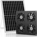 Solar 4 Fan Kit, 25W Solar Panel Powered Exhaust Fan for Outdoor Chicken Coop Greenhouse & Shed, Intake or Exhaust Air for Cooling, IP67 Waterproof,15FT Cord(Fan only Work Well in Full Sun)