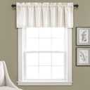 Lush Decor Lace Window Curtain Valance Dark, 18" x 52" + 2" Header, Light Linen (52"W x 18"L (Pack of 1))