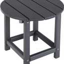 LZRS Round Adirondack Patio Side Table End Table, Outdoor Side Tables for Patio, Backyard,Pool, Indoor Companion, Easy Maintenance & Weather Resistant(Grey)