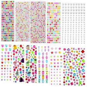 3042pcs Gem Stickers Jewels for Crafts - Self Adhesive Rhinestone Jewel Stickers, Stick on Gems Rhinestones for Crafts, Acrylic Bling Heart Stickers, Craft Supplies