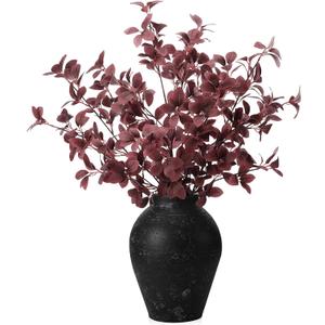 Janinka 5 Pcs Artificial Fall Eucalyptus Leaves Stem 33.5" Fall Stems for Vases Autumn Eucalyptus Leaves for Mantel Farmhouse Thanksgiving Halloween Table Centerpiece Bathroom Decor (Dark Purple)