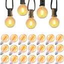 25 Pack G40 LED Replacement Bulbs,120V 0.5W,E12 Base,for Outdoor String Lights-Amber