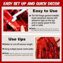 4 Pack 10 Ft Red Foil Fringe Garland Metallic Streamers Tinsel Banner Wall Hanging Garland Backdrop for Parade Floats, Halloween, Christmas, Thanksgiving, New Year Party Decorations