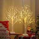 2 Pack 144 LED Artificial Tree Lamp with Timer, DIY Birch Tree with LED Lights, Lighted up Tree Lamp USB/Battery Powered, Fairy Light Spirit Tree for Table Home Bedroom Christmas (Warm White)