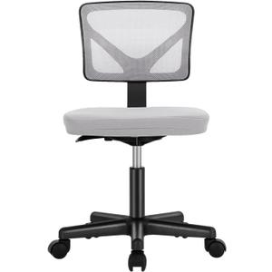 Sweetcrispy Office Computer Desk Chair, Ergonomic Low-Back Mesh Rolling Work Swivel Chairs with Wheels, Armless Comfortable Seat Lumbar Support for Home, Bedroom, Study, Student, Adults, Grey