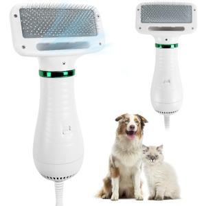 Dog Hair Dryer,2 in 1 Pet Hair Dryer with Slicker Brush,Dog Blow Dryer with 2 Adjustable Heat Setting Dogs Bath Brush for Grooming Small Medium Dogs Cats