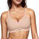 Vertvie Bras for Women Wireless Comfortable Push Up Bra Scalloped Seamless Full Coverage No Underwire Supportive T Shirt Bras (XX-Large, Nude)