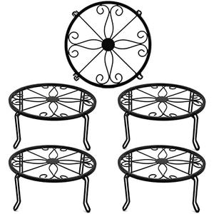 Tosnail 5 Pack Metal Plant Stands for Indoor and Outdoor, Planters Flower Pots Holder, Beverage Dispenser Stand, Pumpkin Short Stand, Double Braces Legs