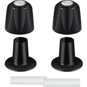 Metal Matte Black Shower Knobs 2 Piece Replacement and Flange Base, Hot and Cold Shower Knobs, Compatible with Price/Pfister Verve Tub/Shower Faucet Handle Set for 5-1/2''H,12 Tooth Broach Stem