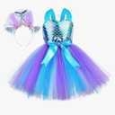 Tutu Dreams Summer 4 Colors Mermaid Dress for Girls with Headband Birthday Party Gifts Dress Up Clothes, 2XL