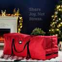 2 x ZOBER 600D Oxford Fabric Rolling Christmas Tree Storage Bag - Fits 7.5 Ft Artificial Trees - Waterproof Christmas Tree Bag For Storage Box For Xmas, Durable Handles and Wheels - Card Slot - Red