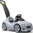 Step2 Whisper Ride Cruiser Kids Push Car, Ride On Toy, Stroller Substitute, Includes Seat Belt & Horn, Made of Durable Plastic, Max Weight 50 lbs., For Toddlers 1.5-4 Years Old, Gray