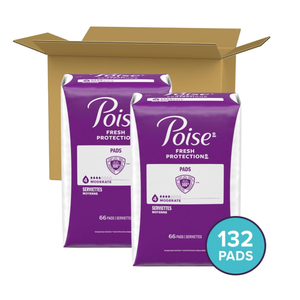 Poise Incontinence & Postpartum Pads for Bladder Leaks, 4 Drop Moderate Absorbency, Regular Length, 132 Count