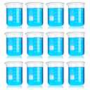 12pcs Glass Beakers Set, 50ml/1.7oz Lab Glassware Beaker Measuring Cups, Low Form 3.3 Borosilicate Glass Graduated Beaker for Science Chemistry Party Classroom Kitchen