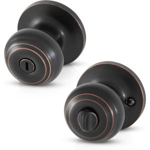 Honeywell Safes & Door Locks - Bedroom Door Knob with Lock and Key - Locking Interior Door Knobs Ideal for Closet, Room & Bathroom Requires Privacy - 5.25"L x 2.75"W In - Oil Rubbed Bronze - 8101402