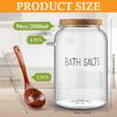 SiliFine 1 Piece 94 oz Bath Salts Glass Jar with Wooden Lid, Bath Salt Container with Scoop, Airtight Storage Bathtub Accessories for Women
