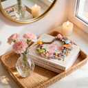 Valentine Candle Rings, 4 Pcs Conversation Heart Decor for Pillar Candles, Pink Felt Mini Wreath with Love Messages for Table, Cabinet, Candy Heart Centerpiece, Wedding & Home Decor