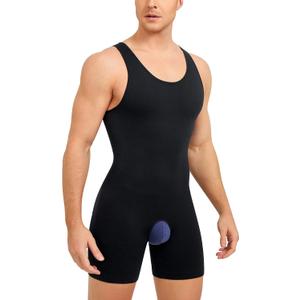 SOLCYSX Mens Sleeveless Full Body Shaper Underwear Slimming Compression Bodysuit Shapewear Tummy Control Fajas Para Hombres (Black, 3XL-4XL)