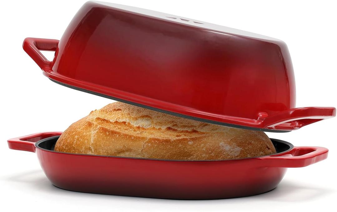 Enameled Cast Iron Oval Dutch Oven for Bread Baking12"x8" Bread Pot with LidIdeal for Sourdough, Artisan Loaves & Family Meals5 Qt