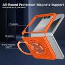 For Samsung Galaxy Z Flip 7Rotate Ring Magnetic Protection Shockproof Cover CaseFoldable Slim Case Compatible with Samsung Galaxy Z Flip 7 (Orange)