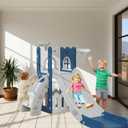 LulliSpace 6 in 1 Toddler Slide,Kids Climber Slider for Indoor Outdoor Playground with Basketball Hoop,Storage and Telescope,L Shaped Slide for Toddler Climber Playset
