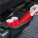 for Tesla Rear Trash Can Model Y Juniper Accessories 2025 2026 Center Console Organizer with Anti-Slip Lid Cover Model Y Floor Storage Box Garbage Bin Silicone Backseat Storage Box Black